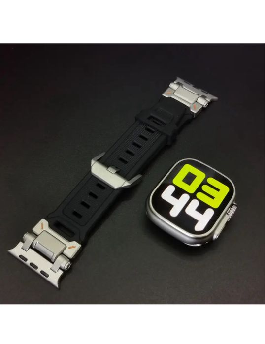 Curea Ceas Apple Watch Titanium + TPU Incarcator Cablu Iphone 15