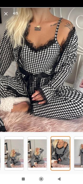 Нов дамски домашен комплект тип пижама от три части