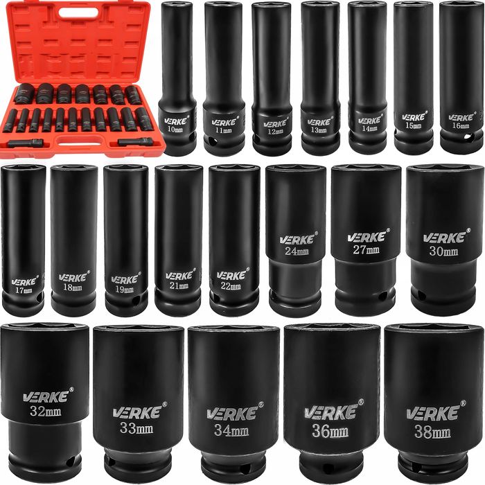 Set chei tubulare impact lungi ½ 20 piese 10-38mm (V39468)