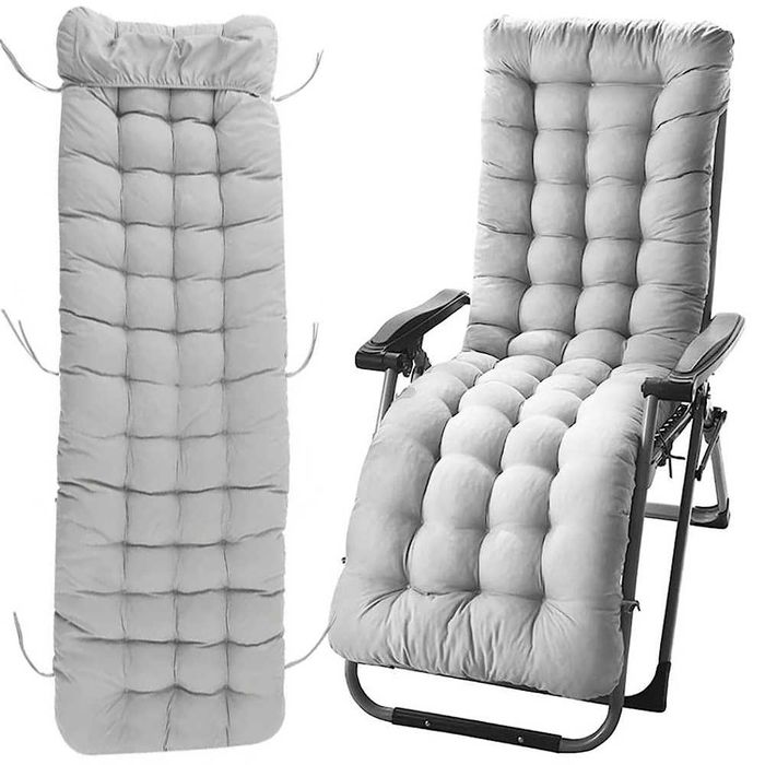 Perna pentru sezlong gradina gri din bumbac rezistent 173 x 50 cm