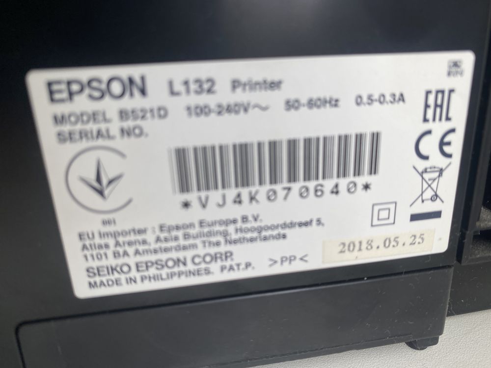 Принтер струйный Epson L132, Нет скана и не копир,только цвет печать