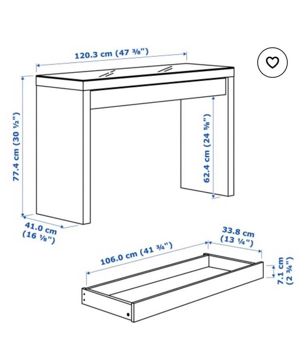 тоалетна маса  - бюро ИКЕА - MALM