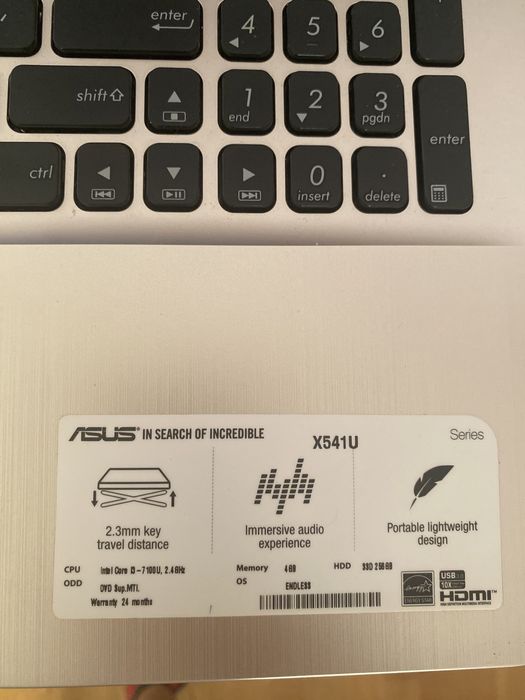 Vand Asus X541 -i3 7200u- SSD 256Gb
