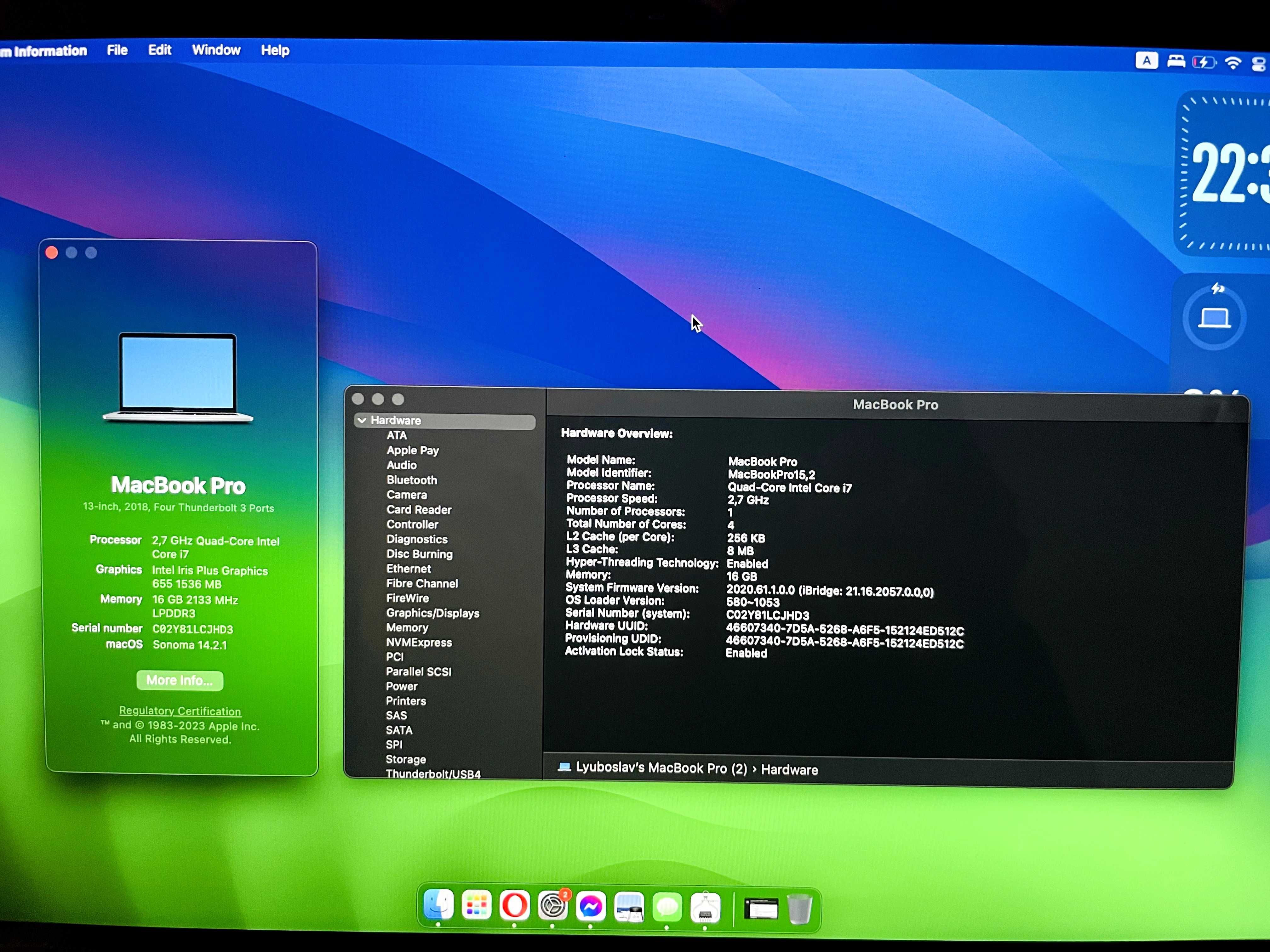 13' Macbook Pro 2018 Touchbar/2,7 GHz Quad-Core i7/16GB RAM/500GB