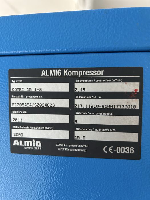 Compresor cu surub 15 kw uscator de aer rezervor 500 l