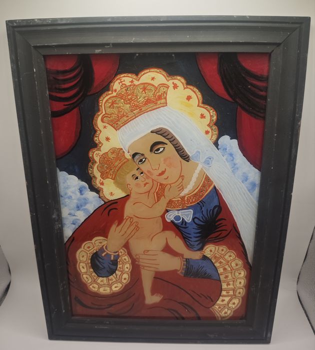 Icoană autentică pe sticla, anii 1920-1930