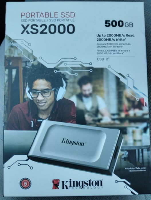 Продам запечатанный внешний жёсткий диск kingston 500gb