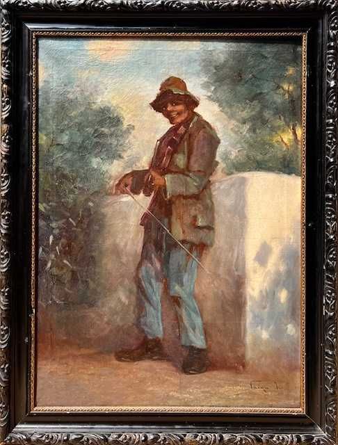 ”Violonist” Tablou F VECHI, ulei/pânză, sem VARGA Joszef, 70x50cm+R