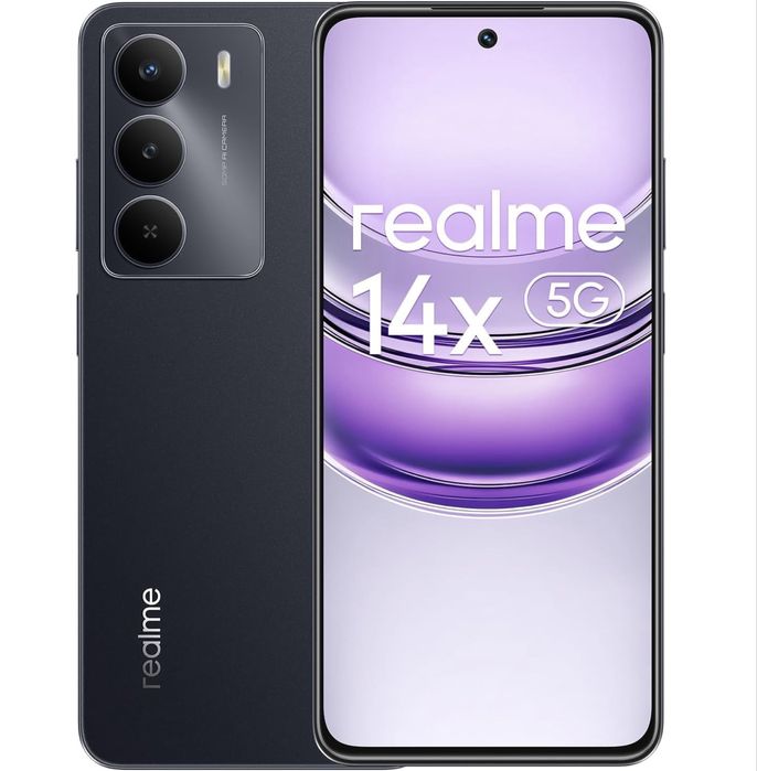 НОВ!!! Realme 14x, 6 GB RAM, 128 GB, 5G, Carbon Black