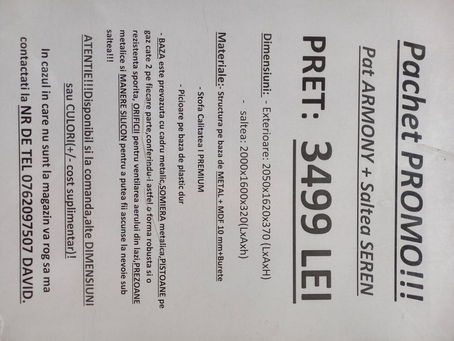 Pat Tapitat Tommy+Saltea Spuma Memory One 140/160/180