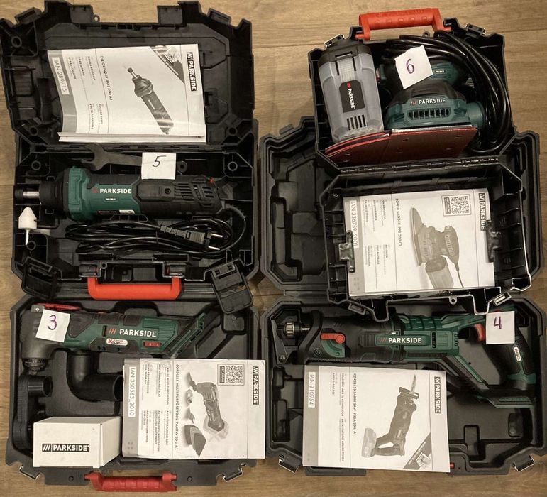 нивелир, шлайф, поялник, мултитул, ножици, клещи