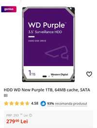 Hard Disk Western Digital Intellipower WD Purple WD10PURZ, 1TB, 64MB
