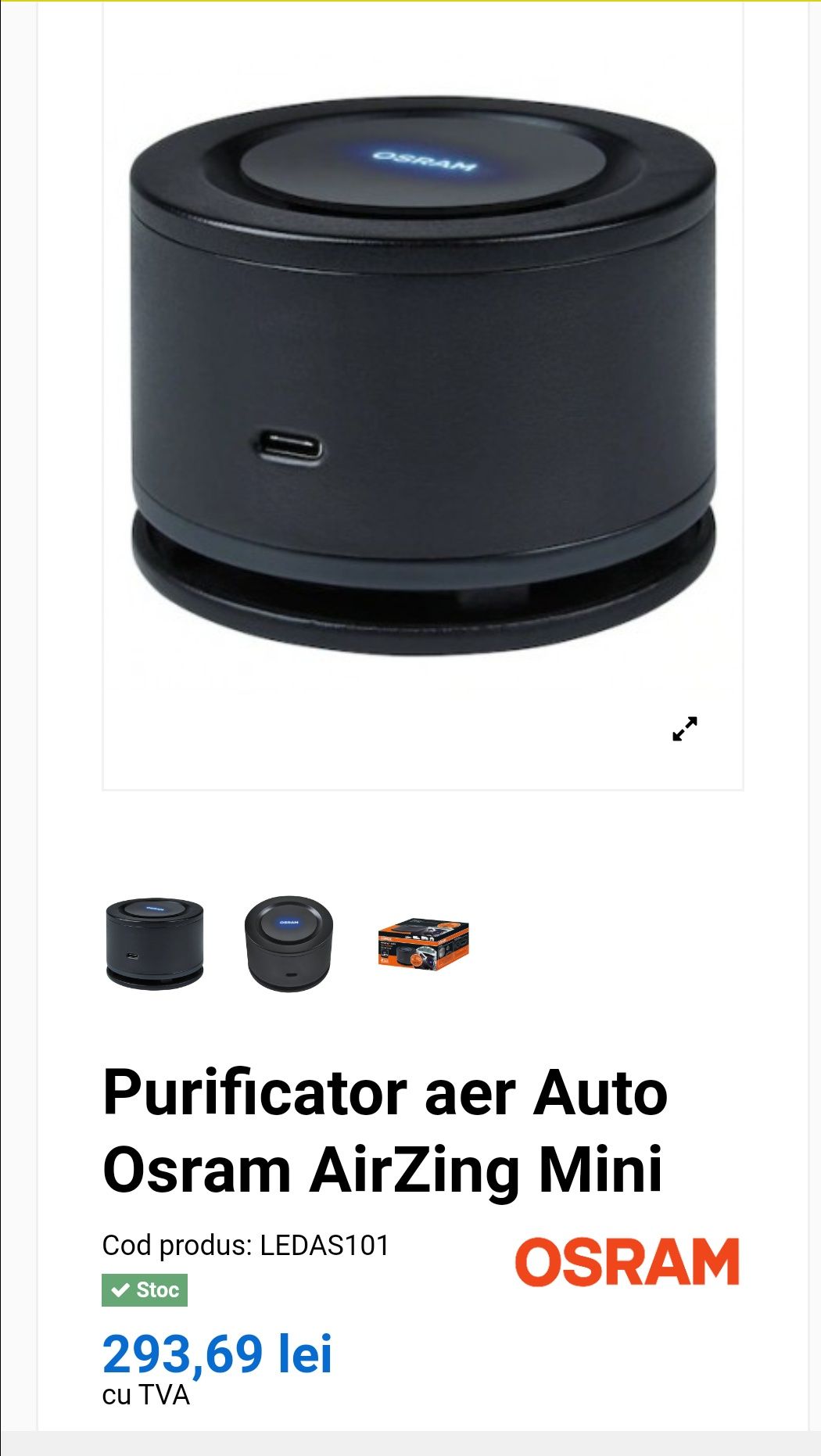 Purificator Aer si virușii Osram pt Auto/casă