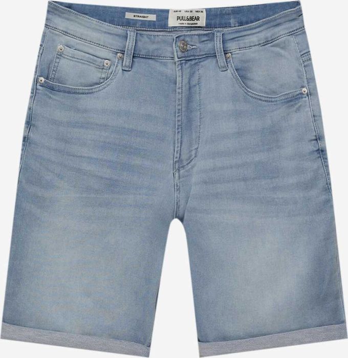 Мъжки къси панталони от деним Pull&Bear, 84% Памук, Светлосини, 44