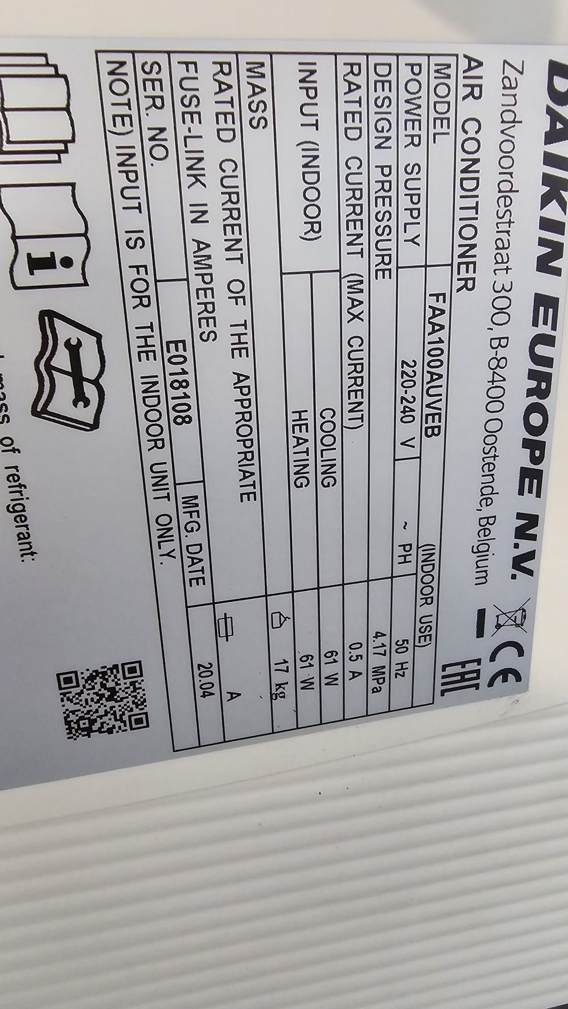 Daikin SkyAir 10kw инверторен климатик RZASG100 FAA100