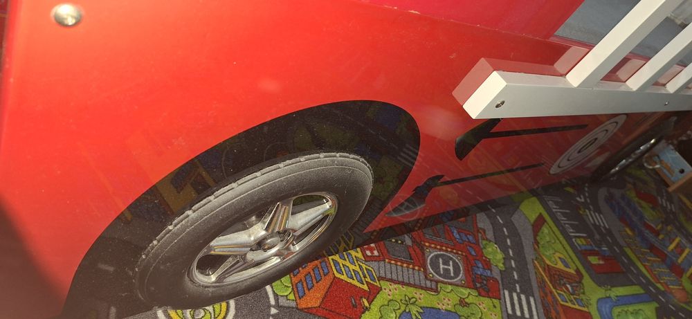 Pat  copii dormitor saltea  masina de pompieri