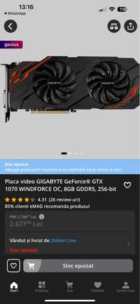 Placa video GIGABYTE GeForce® GTX 1070 WINDFORCE OC, 8GB GDDR5