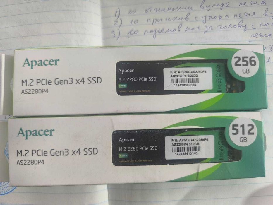 SSD накопитель 512 Gb Apacer AS2280P4, M.2,PCIe 3.0.Новый.Еще есть 256