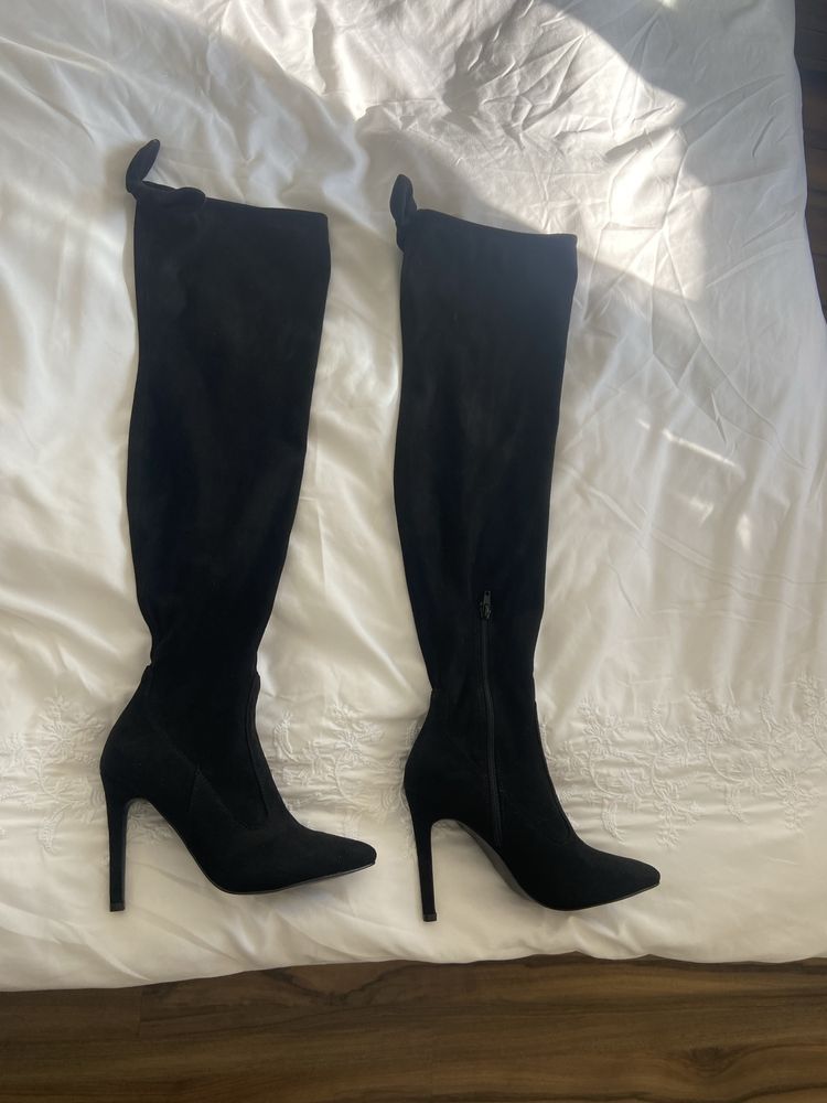 Cizme material imitatie piele intoarsa