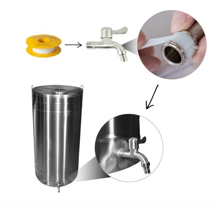 Butoi din inox 108L cu capac si canea