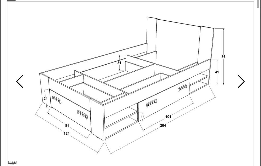 Легло с рафтове и чекмеджета + матрак