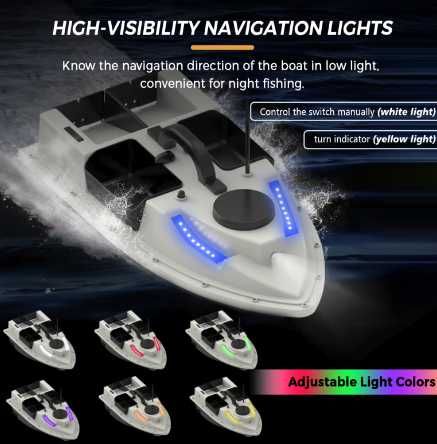 Лодка за захранка D19 GPS-100 точки 12000/18000mAh  сак LED светлини