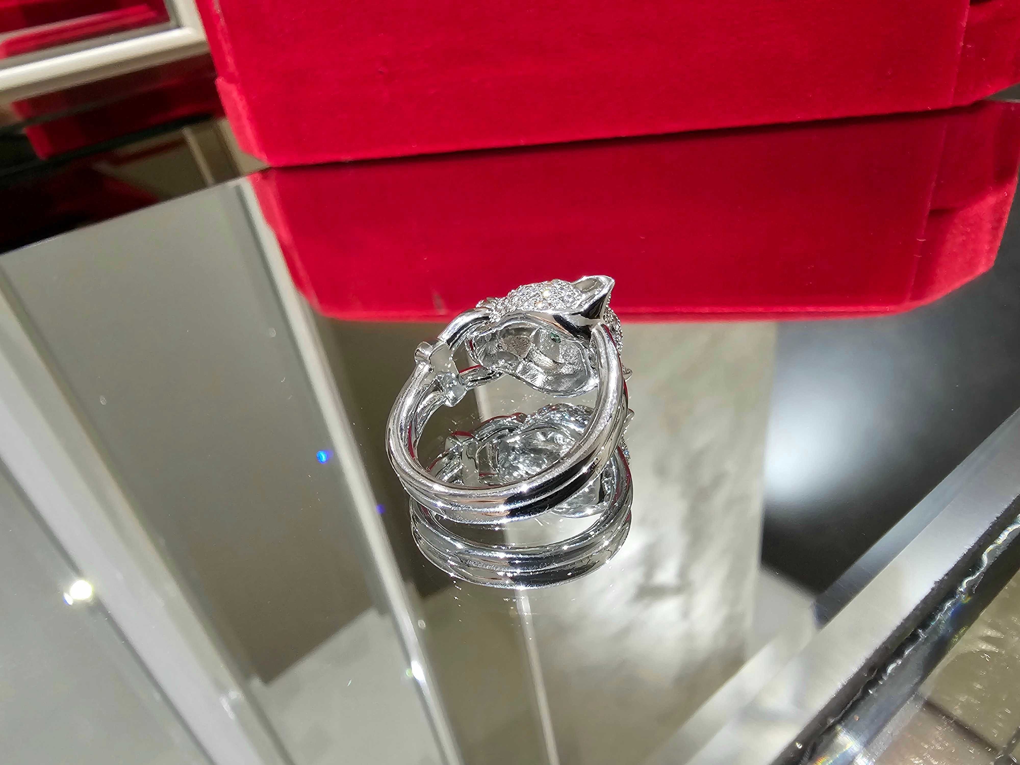 CARTIER Panthere de Cartier White Gold Paved Head Diamonds Пръстен