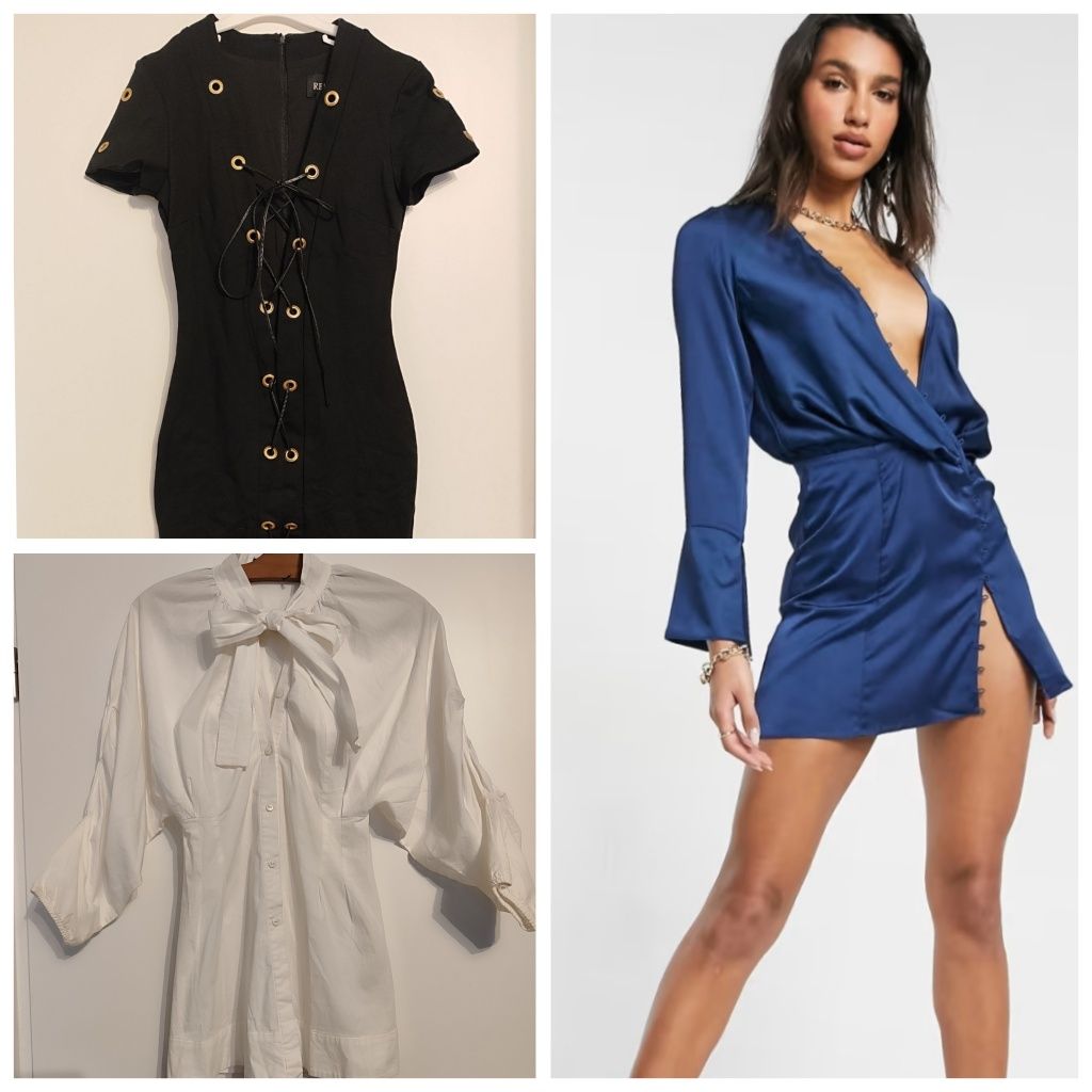 Нови рокли - бяла рокля на AVIN и сатенена тъмносиня на ASOS