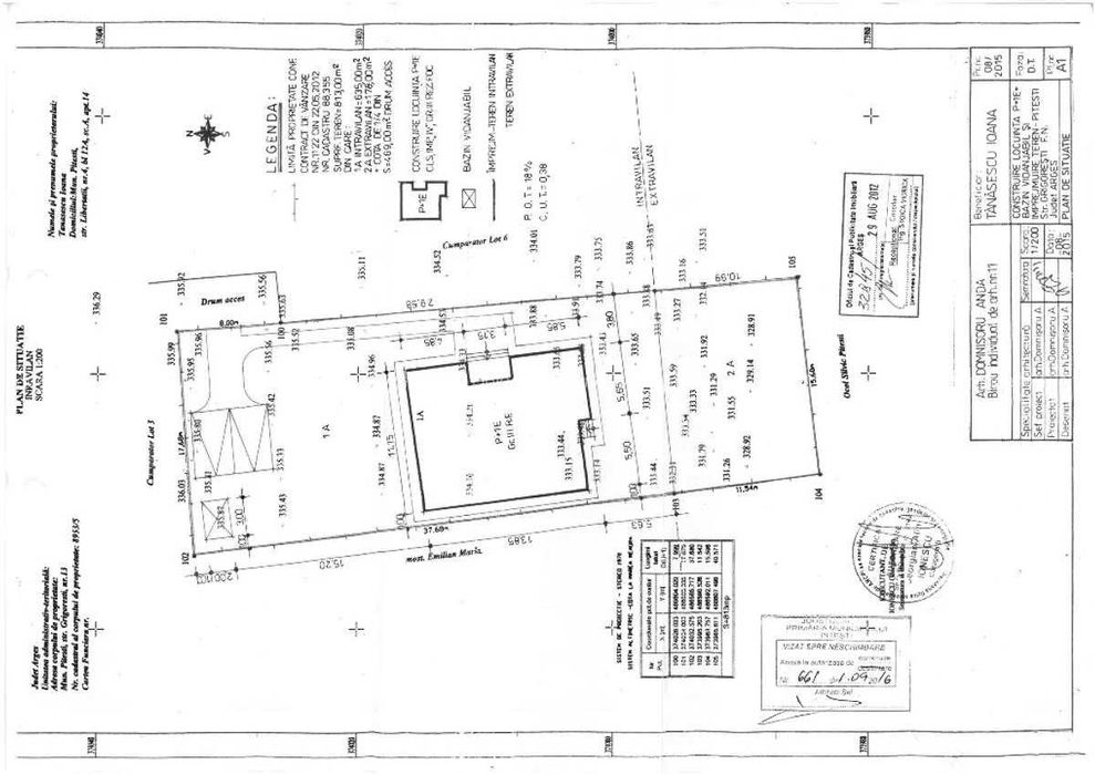 Teren 813 mp Pitesti , Str. Grigoresti, Imobil (la rosu) 150 mp Parter