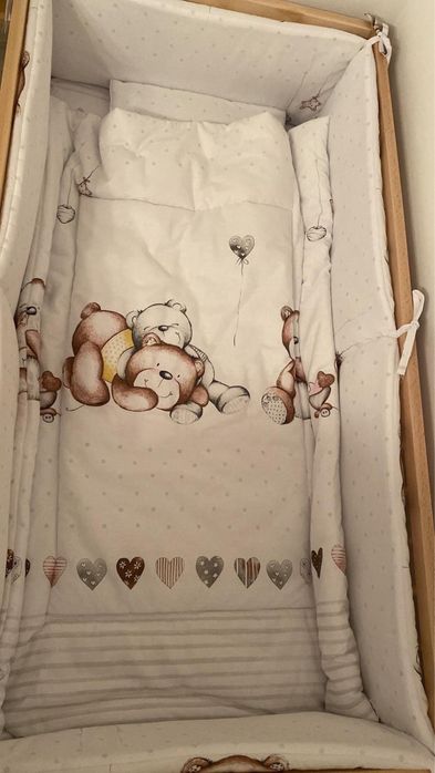 Patut copil cu saltea, asternuturi si protectie pat
