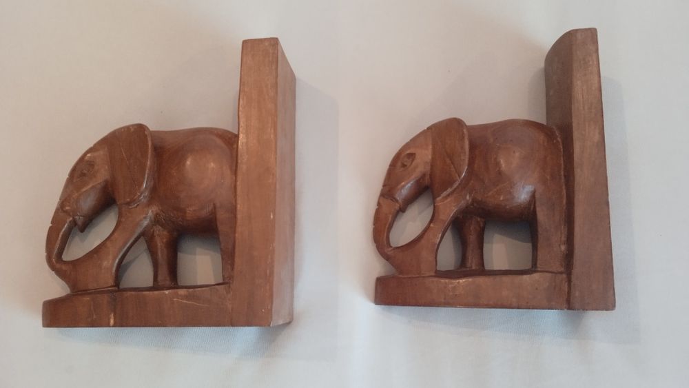 Elefanti, suporti laterali de carti, vechi, din lemn de palisandru