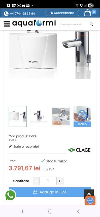 Baterie cu senzor + sistem apa calda instant