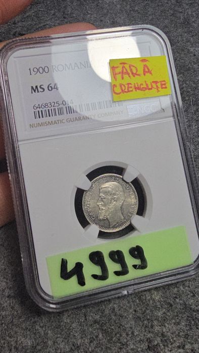 Moneda 50 bani 1900 MS64 FARA crengute