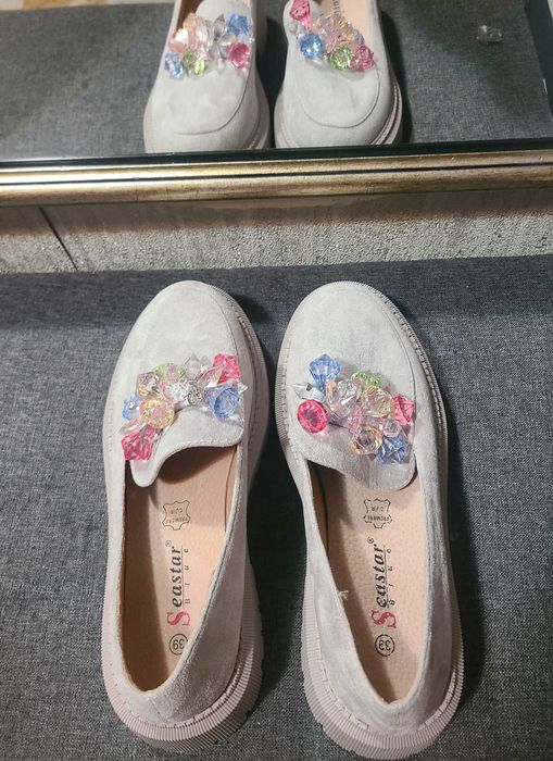 Дамски сиви мокасини