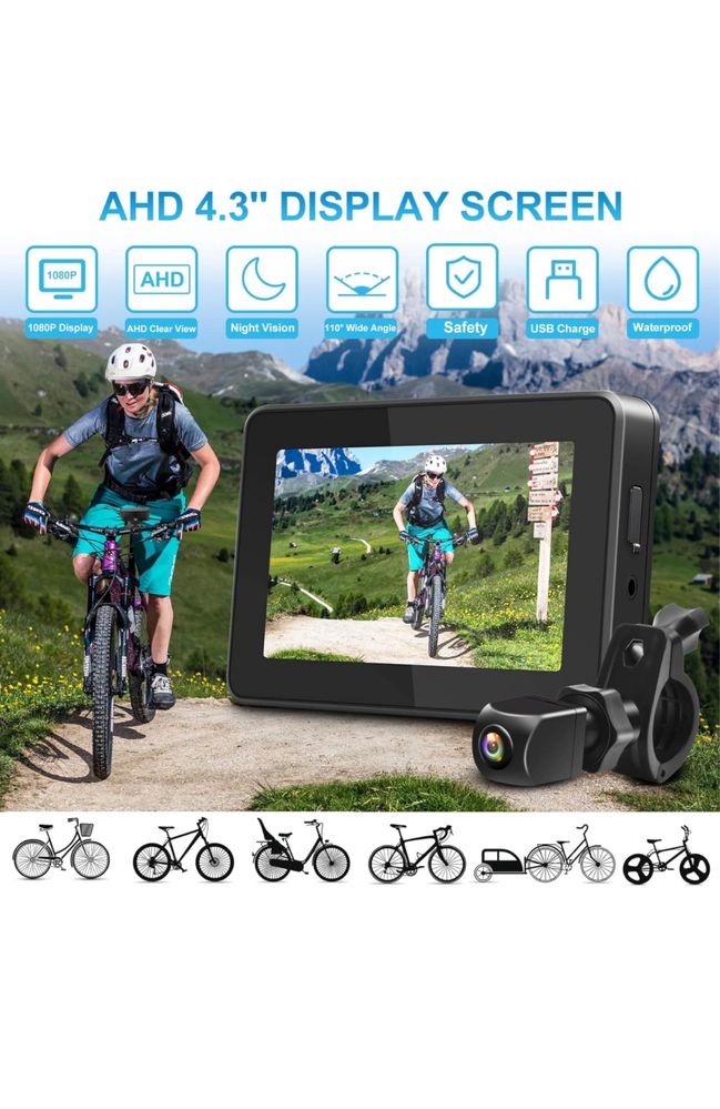 Camera+Display Bicicleta Nou - Parkvision BK430 - Oglinda Retrovizoare