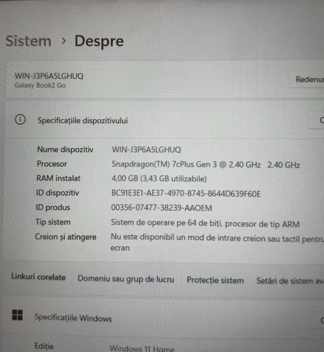 Laptop Samsung Galaxy Book 2 GO
