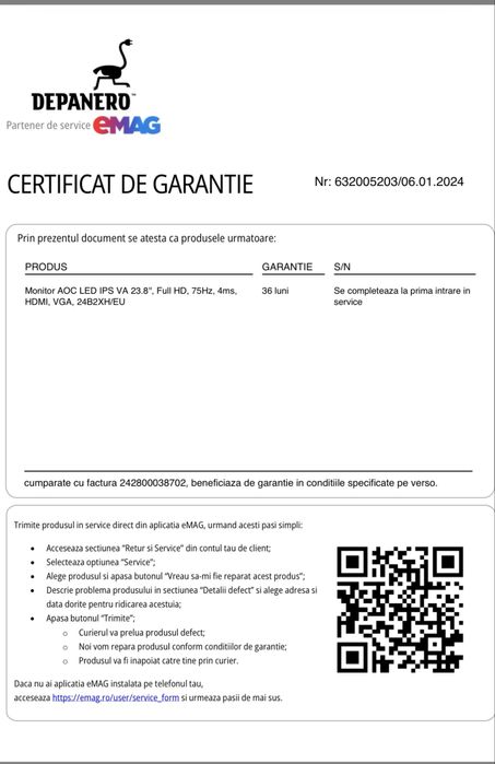 Monitor AOC 24 inch 24B2XH/EU