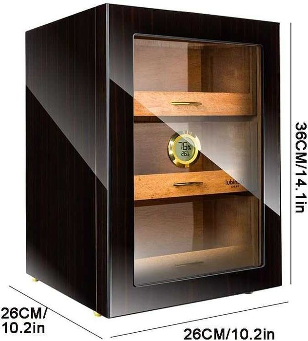 Малък кедров кабинет за до 150 пури със хидрометър и овлажнител