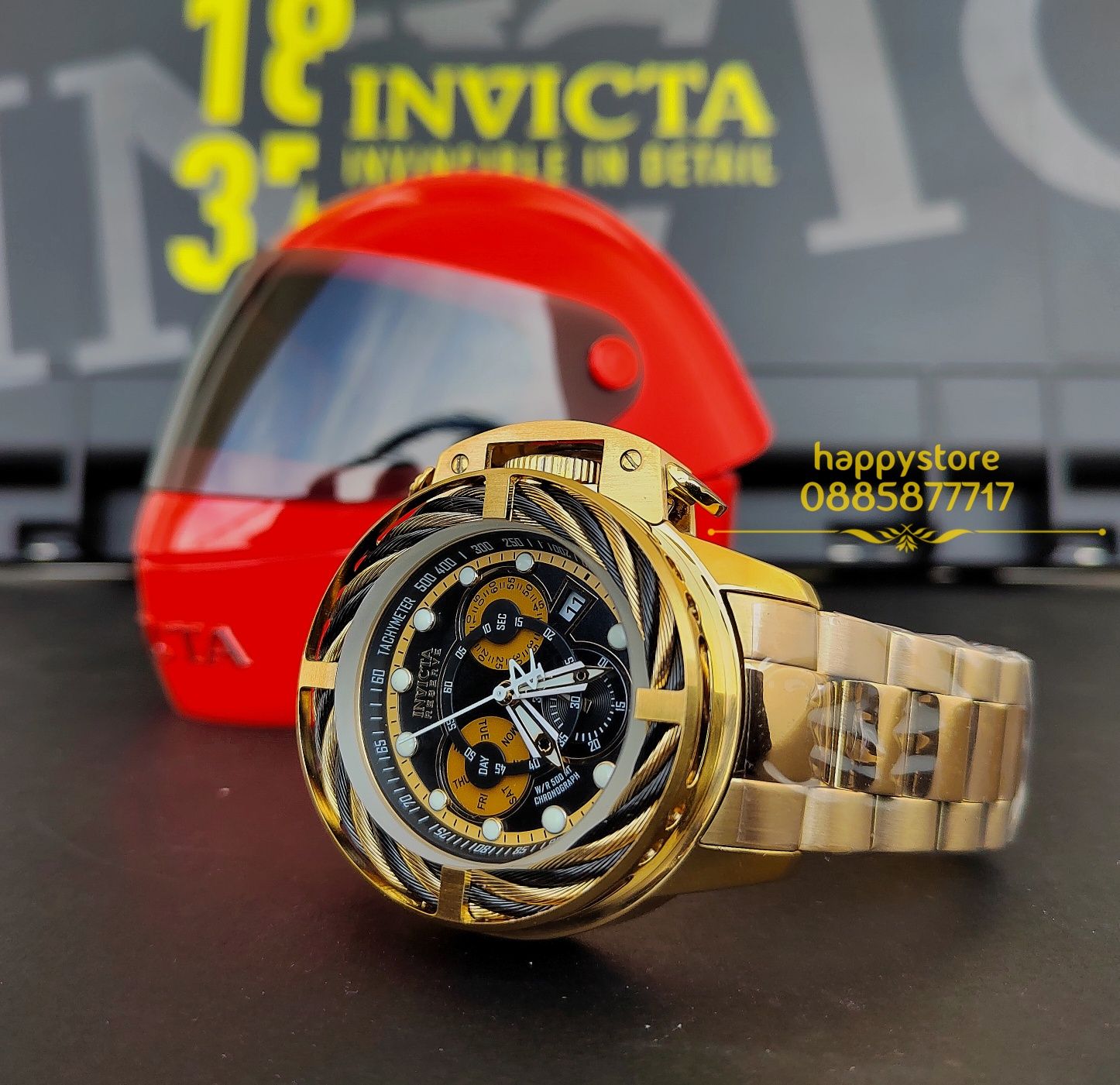 часовник INVICTA Reserve I-Force Chronograph Gold 52 mm, Инвикта нов