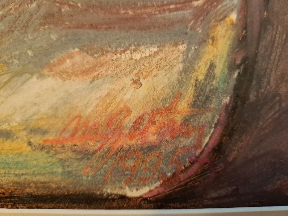 Pictură"Natură statică cu pepene", Mihai Butnaru (n.1937- d.2017)