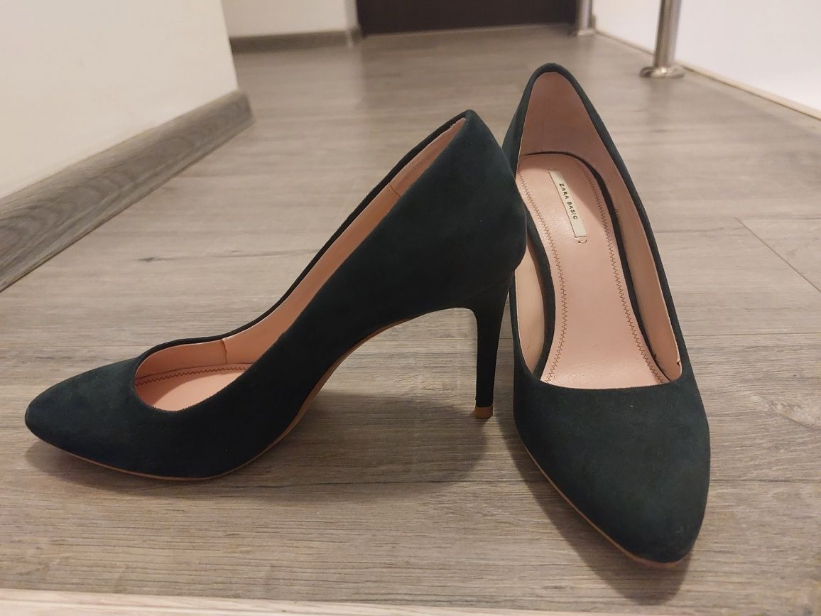 Pantofi Zara culoare verde inchis