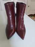 Botine elegante visinii/rosu bordo piele naturala, 38, noi