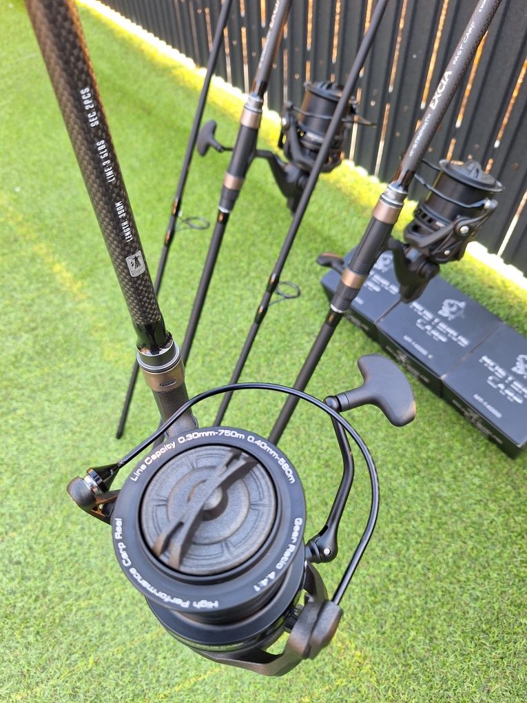 Set 3 Lansete FL EXCIA 3.90m 3.5lbs 2seg + 3 mulinete MT 14000 8+1 BB