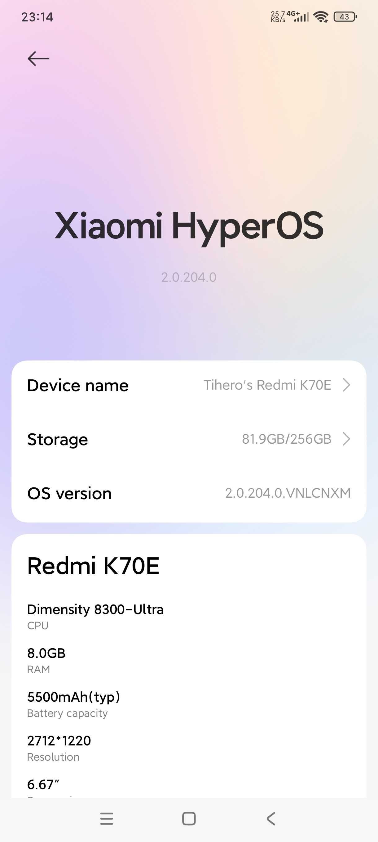 Xiaomi Redmi k70e (Poco x6 pro) 256/8