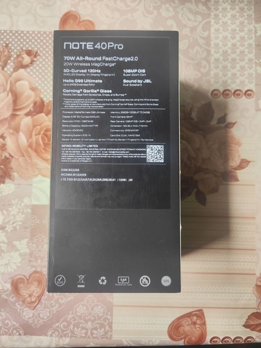 Продавам нов Infinix Note 40 pro 8+8/256 с гаранция от Yettel!!!