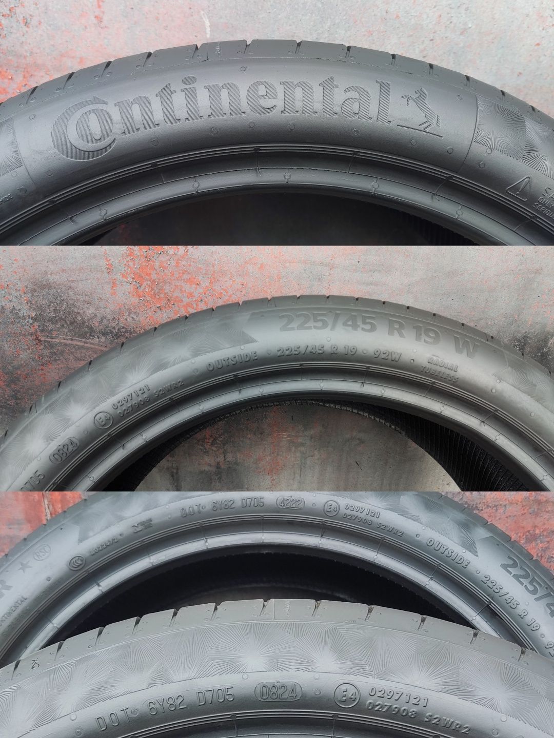 2бр. летни гуми 225/45/19 Continental Conti Premium Contact 6, runflat