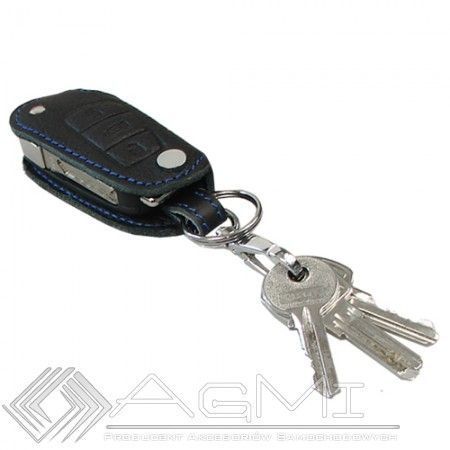 Husa cheie din piele pentru Audi A2 A3 A4 A5 A8, cusatura neagra, pentru cheie cu 3 butoane