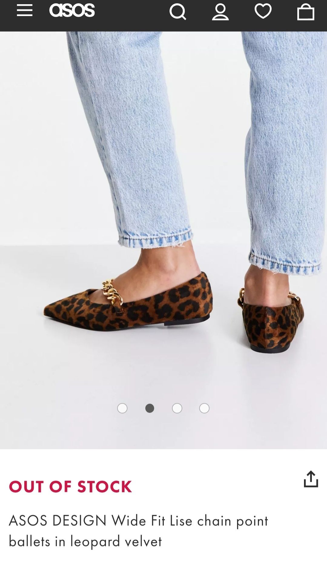 Balerini Asos animal print cu lant auriu