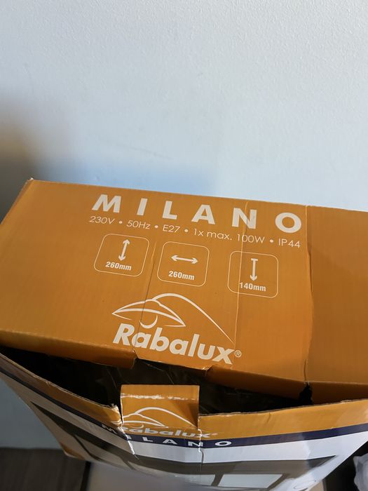 Plafoniera exterior Milano, 1 x E27, IP 43, negru, 26 x 26 cm