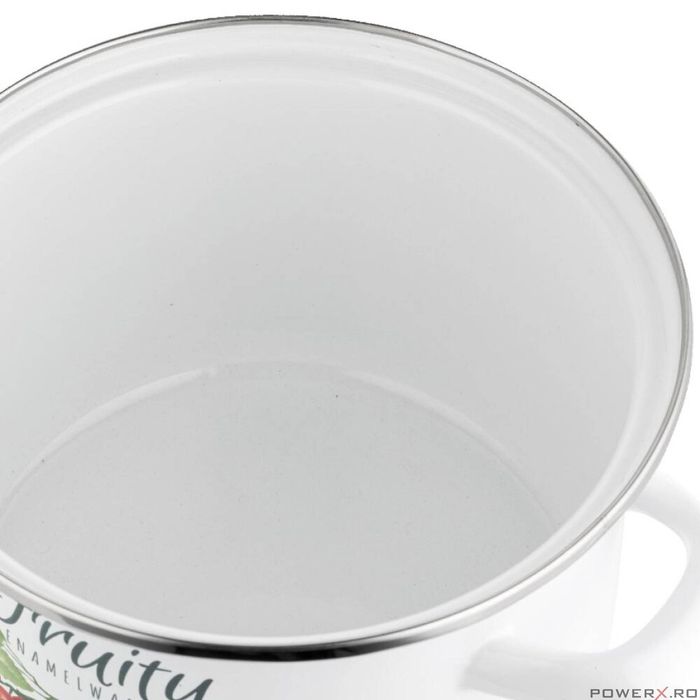 Oala emailata, din otel carbon, alba, 22cm-4.8L, Florina